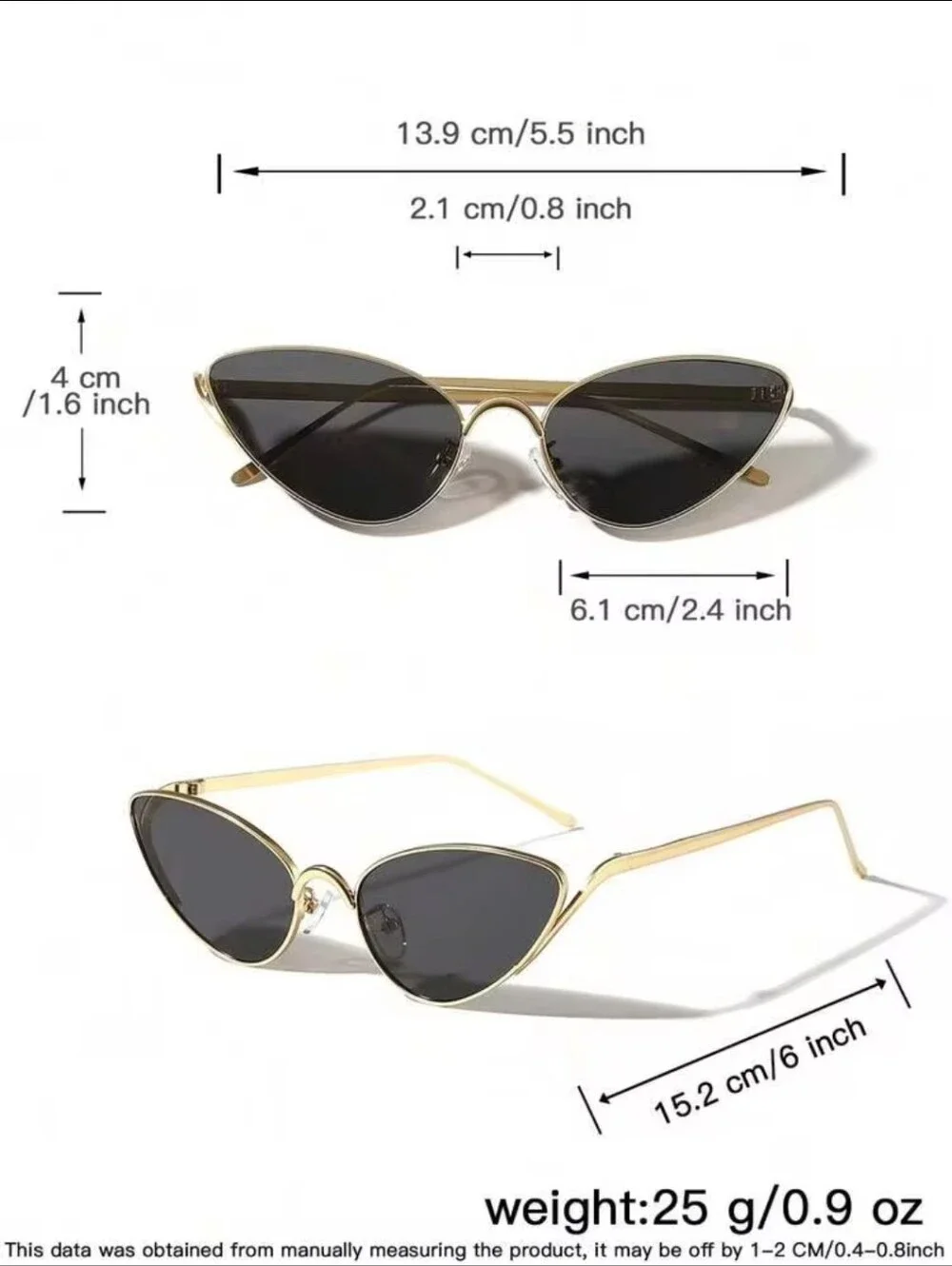 Gold Frame Cat Eye Sunglasses with Black Lenses